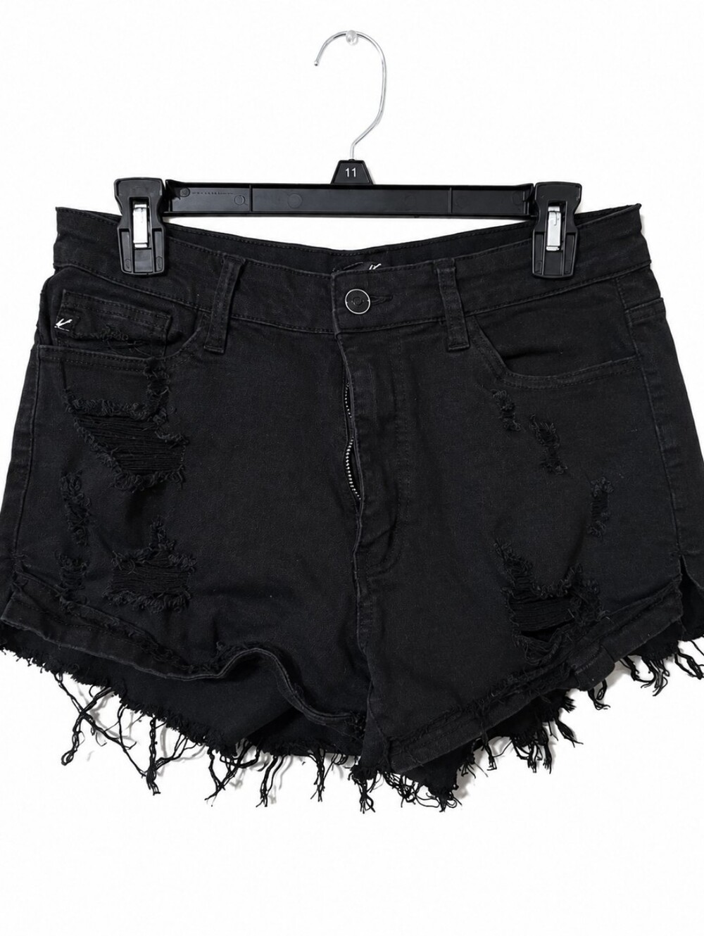 KanCan Black Distressed Frayed Denim Shorts